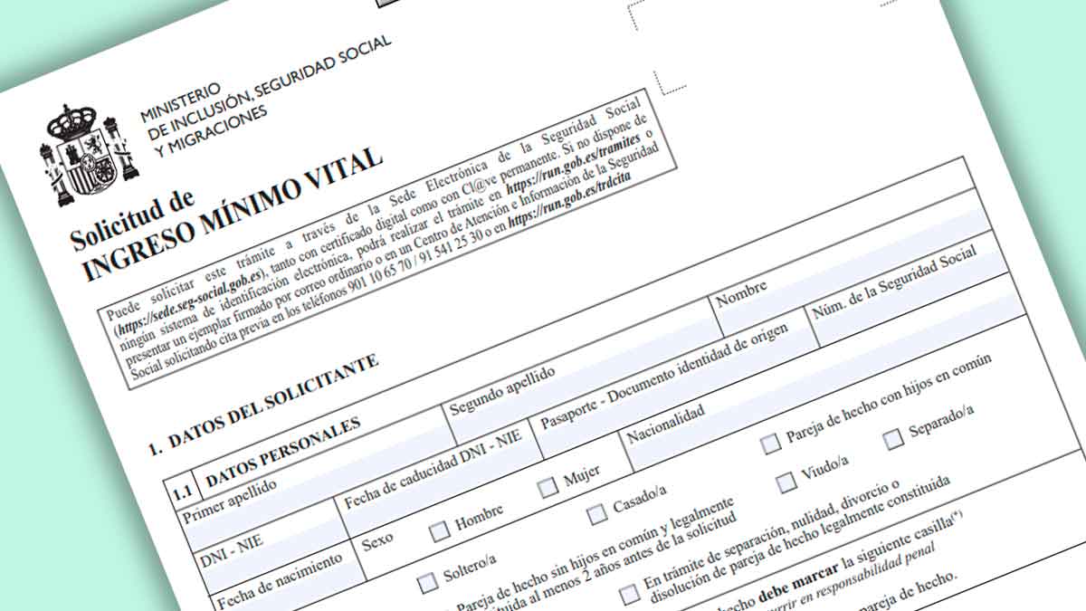 Formulario oficial de solicitud del Ingreso Mínimo Vital de la Seguridad Social