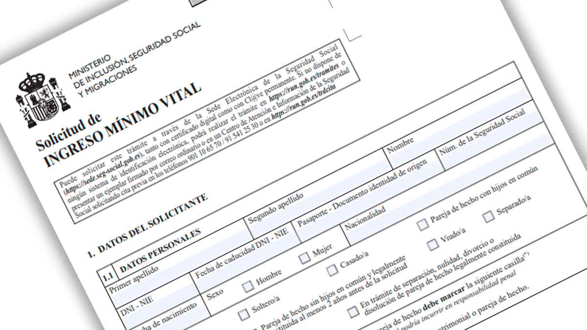 Formulario oficial de solicitud del Ingreso Mínimo Vital de la Seguridad Social en 2025