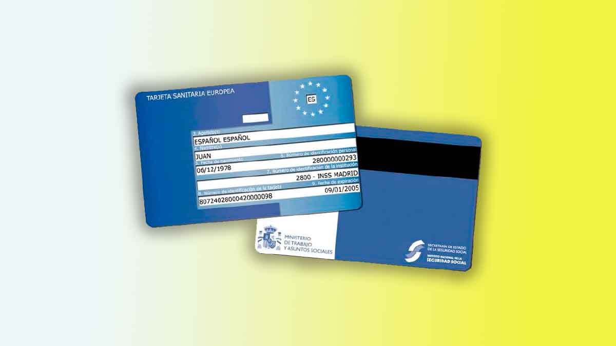 Tarjeta Sanitaria Europea emitida por la Seguridad Social española para recibir asistencia médica en viajes por Europa