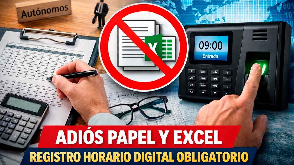Registro horario digital obligatorio que elimina el fichaje en papel y Excel para autónomos y pymes