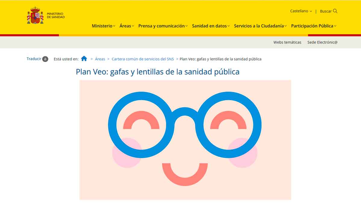 Ilustración del Plan VEO con gafas infantiles de la Sanidad pública para ayudas en gafas y lentillas
