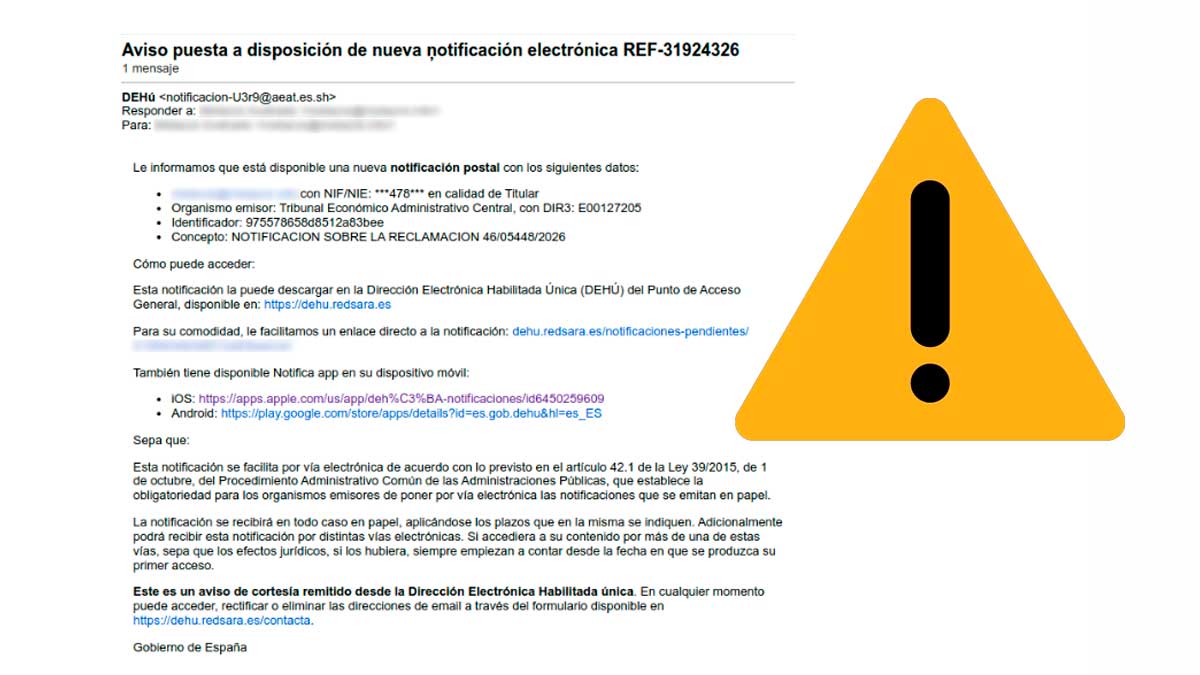 INCIBE advierte: si recibes este correo de Hacienda, la estafa ya ha comenzado