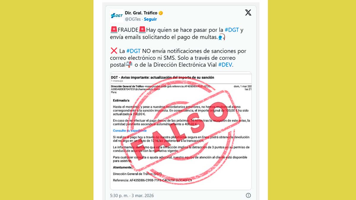 Estafas en Andalucía: correos falsos sobre multas de la DGT amenazan tu dinero