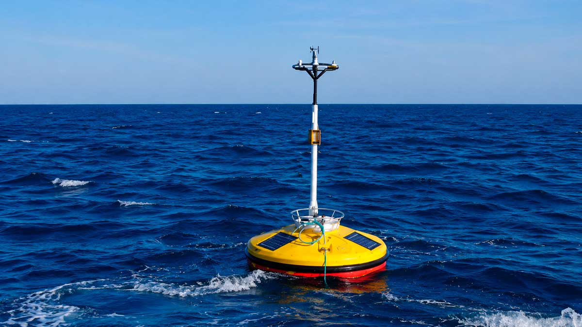 Boya de medición en el mar Mediterráneo en Cabo de Gata durante récord histórico de temperatura