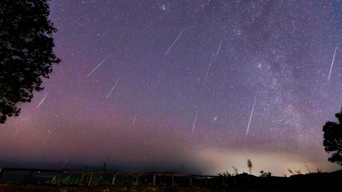 Lluvia de estrellas Perseidas en el cielo nocturno de Andalucía